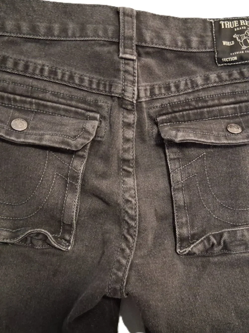 True Religion Black Rocco Relaxed Skinny Cargo Jeans W34xL34.5 Grunge Punk Goth